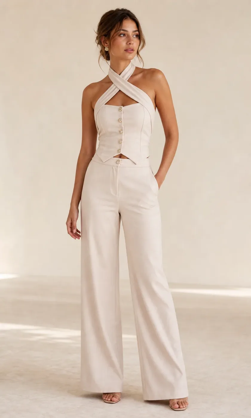 Blush Halter Tailored Set